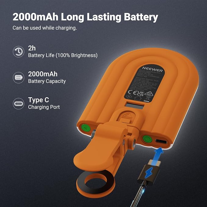 NEEWER GM66 Clip on Selfie Light for Phone, 68 LEDs, Bi Color Lighting Compatible with iPhone with CRI97+, 2000mAh for TikTok Vlog Recording Streaming Laptop Computer Webcam Video Conference Makeup - Image 3