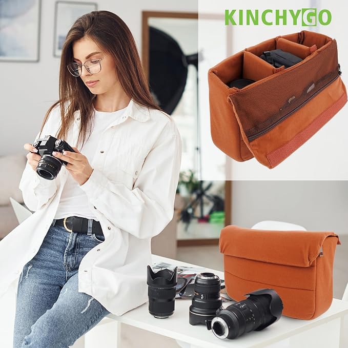Padded Camera Organizer Insert Bag Soft Protective Cube | for Backpack or Tote - Image 3