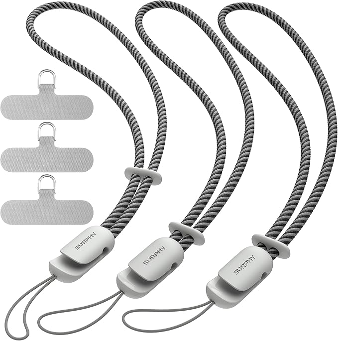 SURPHY 3 Pack Phone Wrist Strap, Phone Lanyard with Cellphone Tether Tab | Phone Strap Charm, Camera Wrist Strap with 2-Color Braided, Phone Wristlet, Wrist Lanyard for Case by SURPHY