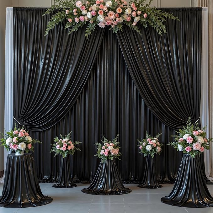 Outpain Thick 10 ft x 10 ft Black Sequin Backdrop Curtain for Parties, Wrinkle Free Glitter Photo Backdrop Drapes 2 Panels 5x10ft Black Back Drop Cloth for Wedding Christmas Photography Background - Image 8