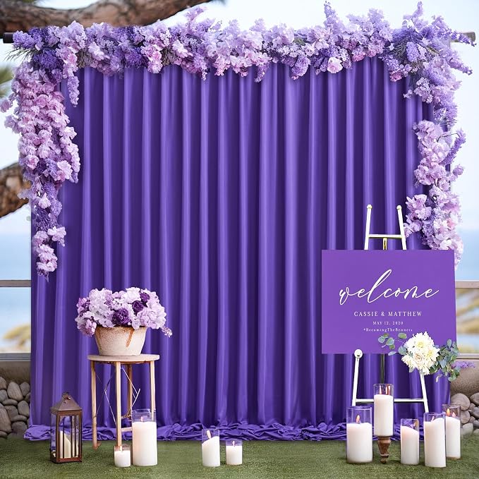 Purple Backdrop Curtains 2 Panels-Wrinkle-Free Purple Curtains Polyester Photography Drapes for Baby Shower Birthday Party Photo Background Backdrop Stand- 8 X10FT - Image 2