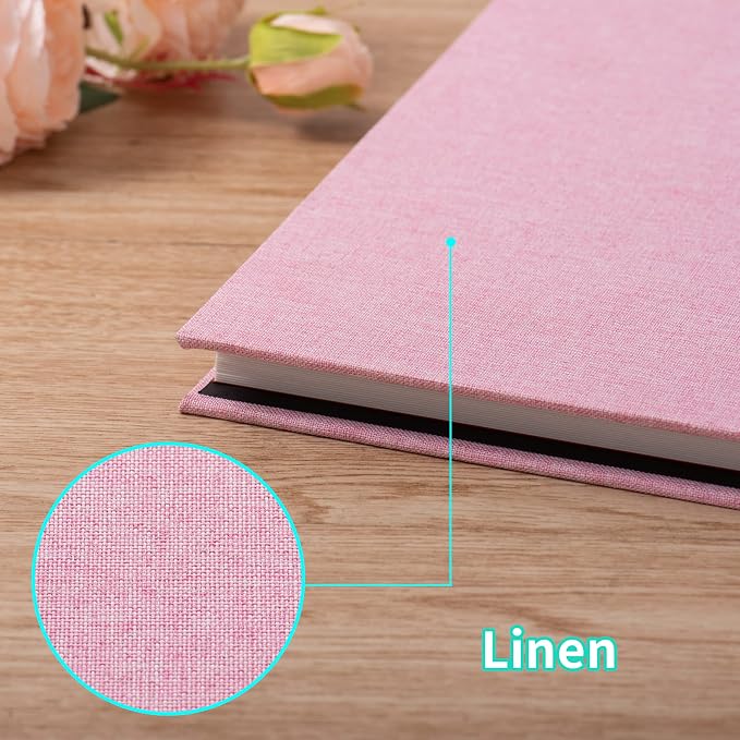 Large Photo Album Self Adhesive for 4x6 5x7 8x10 Pictures Magnetic Scrapbook Album 20 Sheets / 40 Pages Linen Cover DIY Photo Album with A Metallic Pen and and Plastic Board(Pink) - Image 5