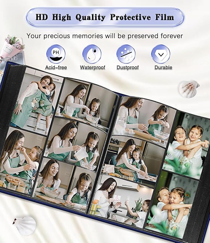 Ejblfe Photo Album 4x6,Linen Cover Slide-in Photo Album Book Can Holds 600 4x6 Photos with 60 Black Sheets for Family,Wedding,Baby and Holiday Pictures (Dark blue) - Image 4
