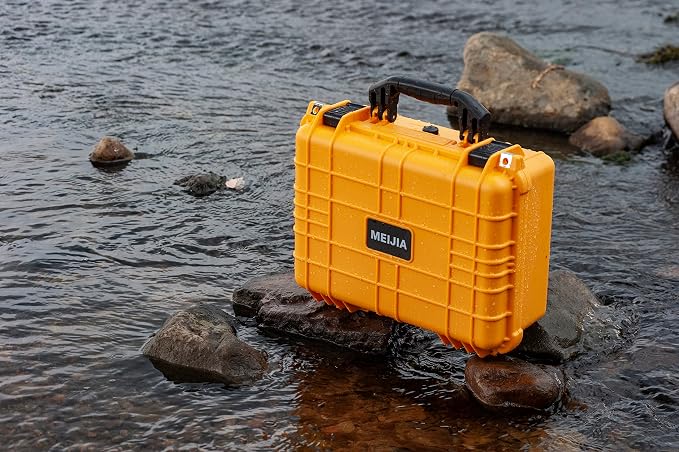 MEIJIA All Weather IP67 Waterproof Hard Camera Case,Hard Protective Case,Hard Case with Customizable Foam,Fit Use of Drones,Camera,Equipments,Pistols(Yellow,15.98x12.99x6.85inches) - Image 8