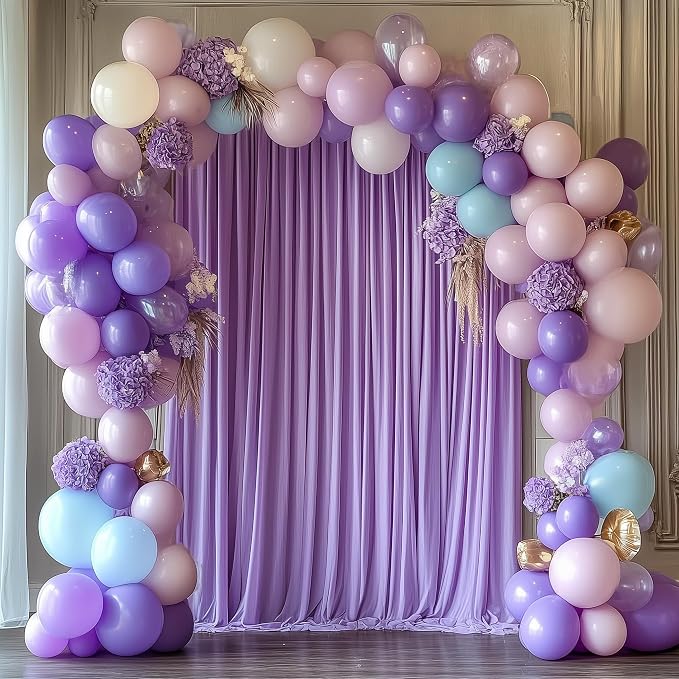 Lavender Purple Backdrop Curtain Drapes for Parties, 2Pack 10x8FT | Wrinkle Free Polyester Curtain Backdrop Draping Fabric for Backdrop Photoshoot Birthday Party Background,4 Panel 5x8FT - Image 5