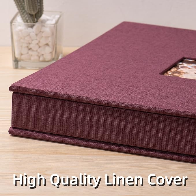 HoneyTolly Large Photo Album Self Adhesive, DIY Scrapbook Album for 600 Photos, 13"x12.6" 120 Pages Linen Cover Memory Book(Purple) - Image 7