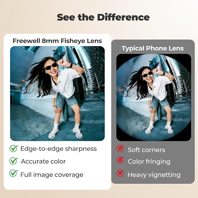 Freewell 8mm Fisheye Lens for 17mm Mount Phone Case | 220° Ultra-Wide Angle, 0.5m Focus Distance – Perfect for Creative Shots - Image 4