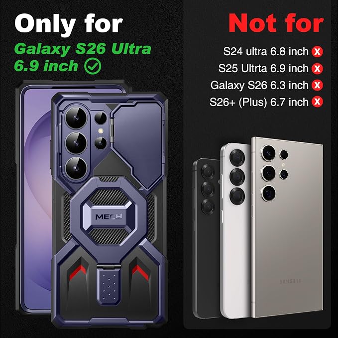 TONGATE Magnetic Stand for Samsung Galaxy S26 Ultra Case, Compatible with Magsafe, [Camera Cover & 2 Front Frames][Military Drop Protection] S26 Ultra Case Built-in Screen Protector & Belt Clip,Cobalt - Image 2