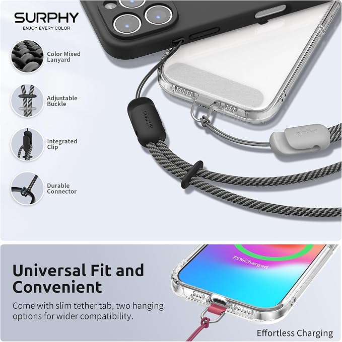 SURPHY 3 Pack Phone Wrist Strap, Phone Lanyard with Cellphone Tether Tab | Phone Strap Charm, Camera Wrist Strap with 2-Color Braided, Phone Wristlet, Wrist Lanyard for Case - Image 2