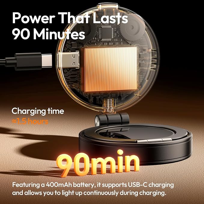 ULANZI LM23 Magnetic Selfie Light for iPhone with Magsafe, Mirror, Hook | 2500K-8000K CRI96 360° Rotation Type‑C LED Phone Selfie Beauty Fill Light for Video Recording/Vlogging/Meeting/TikTok-Black - Image 5