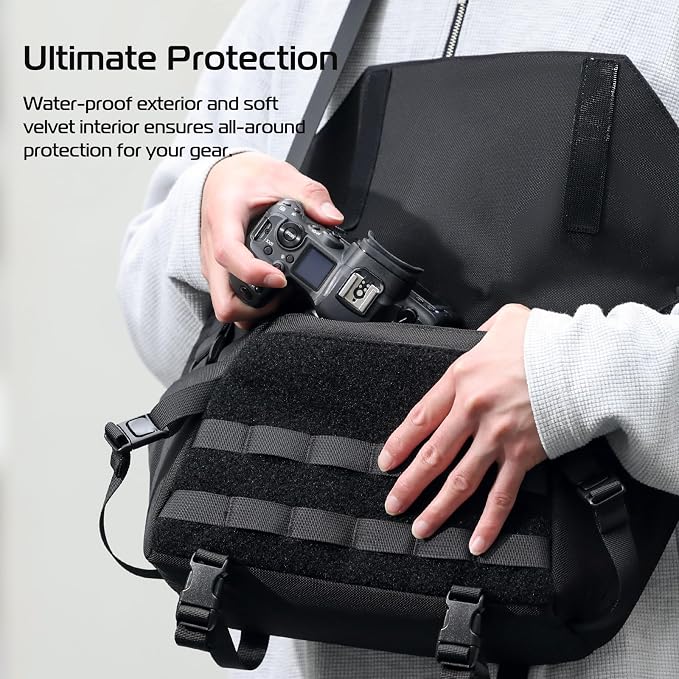 ULANZI BC08 Sling Camera Case 9L with Tripod Holder | Small Compact Camera Tactical Shoulder Bags for DSLR/SLR/Mirrorless Cameras, Water-Resistant Crossbody Bag Women Men, Black - Image 5
