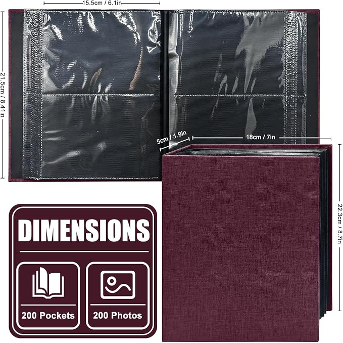 Photo Album 4x6 200 Pockets for Wedding Gifts,Linen Hardcover Picture Albums for Family Anniversary Baby Vacation Pictures - Image 2