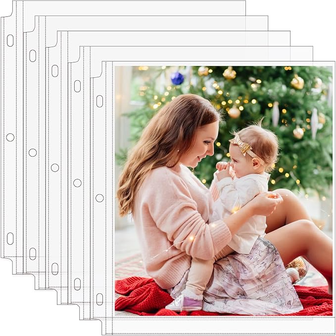 MaxGear 60 Pack 8x10 Photo Sleeves for 3 Ring Binder (120 Picture),1 Pocket | Heavy-Duty Archival Page Protectors, Clear Photo Album Refill Pages, Plastic Binder Sleeves with Pockets, Acid-Free Inserts by MaxGear