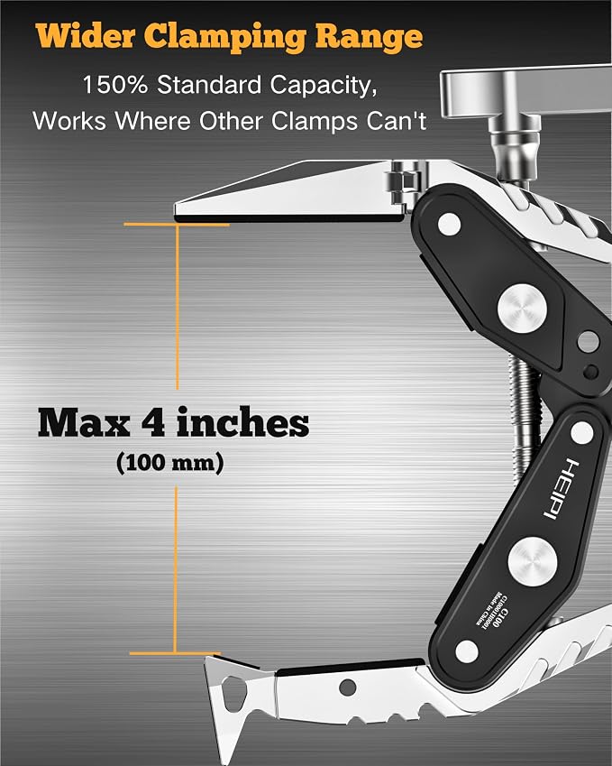HEIPI C100 Super Clamp & MA137 Magic Arm & Phone Clip, Max Clamping 3.93" | Clamp & stand design. Max clamping 3.93" / 10cm. Dual screw mounts: 1/4"-20 & 3/8"-16. Universal for tripod accessories - Image 3
