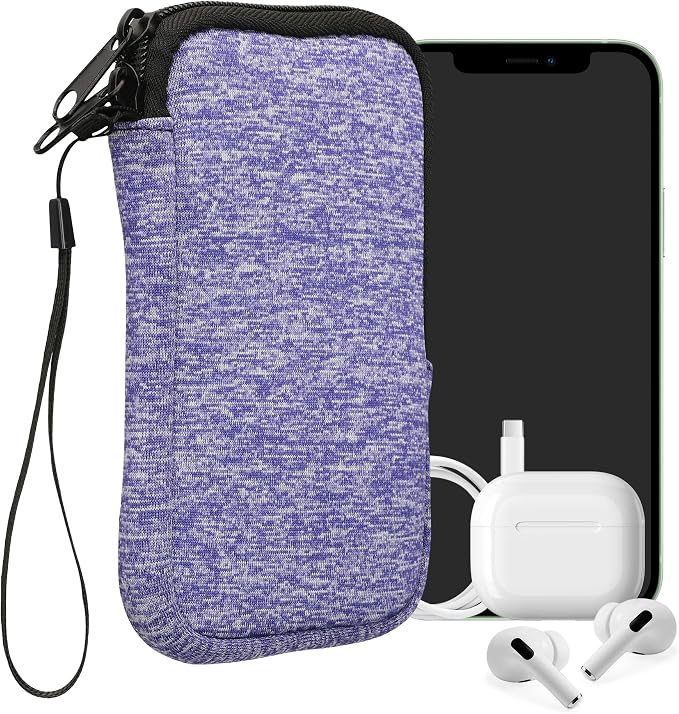 kwmobile Universal Phone Pouch Size M - 5.5" - Neoprene Smartphone Pouch with Zip - Water-Repellent Mobile Phone Case - Sleeve in Denim/White by kwmobile