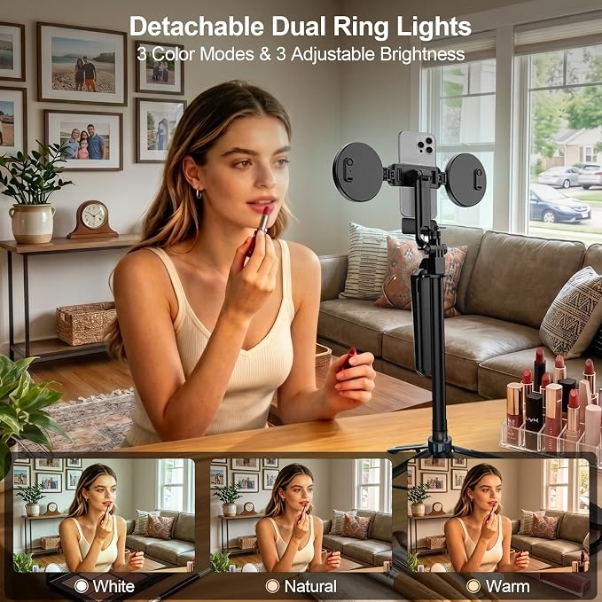 Content Creator Essentials Vlogging Kit for iPhone, Tripod & Wireless Mic | 71" Tripod with light, remote, selfie stick, phone stand. Designed for TikTok, YouTube, video recording - Image 3