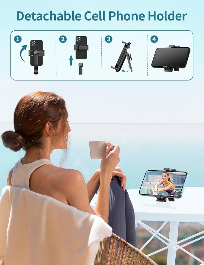 Selfie Stick, 41'' Extendable Phone Tripod Stand with Phone Holder & Detachable Remote, 360° Rotation Selfie Stick Tripod for Cell Phone Compatible with iPhone, Android, Samsung - Image 4