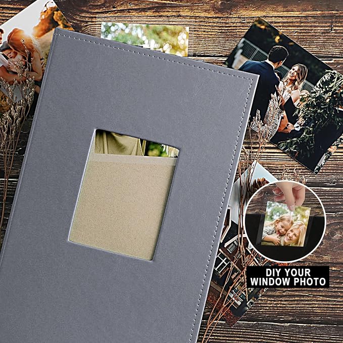 Ywlake Photo Album 4x6 300 Pockets, Leather Photo Albums Holds 300 Horizontal Only Pictures Grey - Image 3