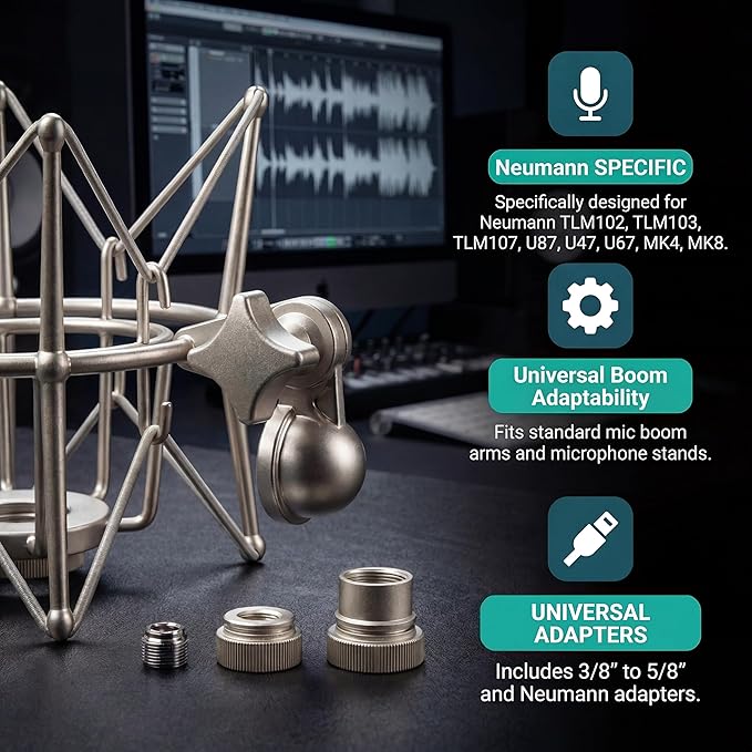 Microphone Shock Mount Mic Holder - Anti Vibration Spider Shockmount Compatible with Many Condenser Mics Like AT2020 MXL 770 MXL 990 Samson C01 Rode Procaster NT1-A Neumann U87 etc. - Image 3
