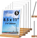 8.5x11 Inch Acrylic Sign Holder with Wooden Base, Desktop Display Stand (8.5x11 5Pack) by YEEON