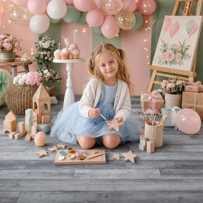 Kate Gray Plank Photography Floor Mat Rubber Photo Studio Floor Backdrop | Natural Timber Wooden Planks Non-Slip Floor Drop For Rustic Newborn, Kids, Portrait, Food, Crafts, Product Photography 5x4ft - Image 2