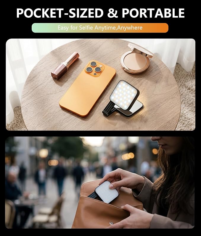 LOUERN Magnetic Dual-Sided Selfie Light Compatible with MagSafe iPhone, 42LEDs per Side, CRI95+ Rechargeable Portable & Foldable Phone Light with Mirror for TikTok, Vlogging, Zoom Calls, Photography - Image 8