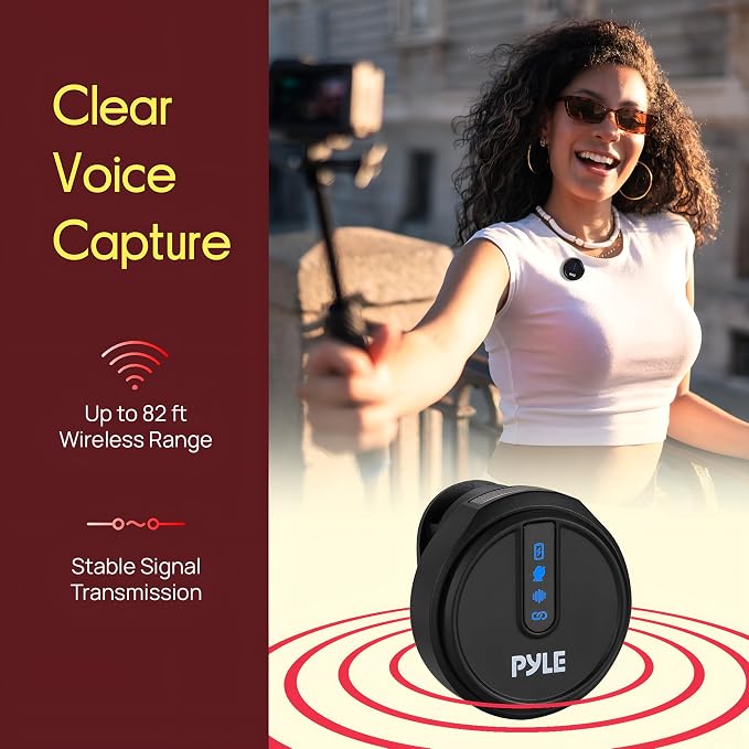 Pyle Wireless Lavalier Microphone System | Noise-Canceling Clip-On Lapel Mic with Magnetic Mount, 7H Battery, 360° Omnidirectional Audio, Charging Case | DSLR, iOS & Android for Vlogging, Podcasting - Image 5