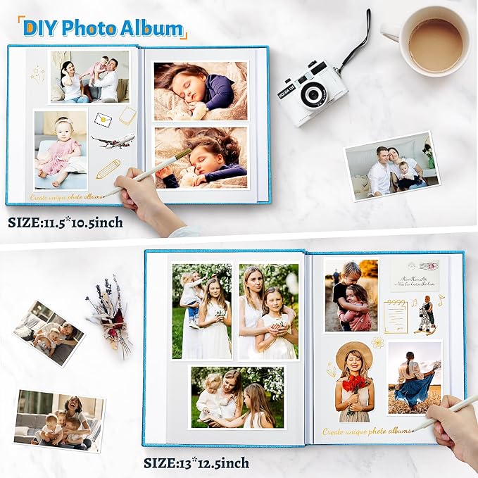 Artfeel Photo Album Self Adhesive Scrapbook,120 Pages Large Photo Book for 4x6,5x7,8x10 Pictures,DIY Album for Baby Wedding Family Travel Birthday,with Metallic Pen and Scraper - Image 3
