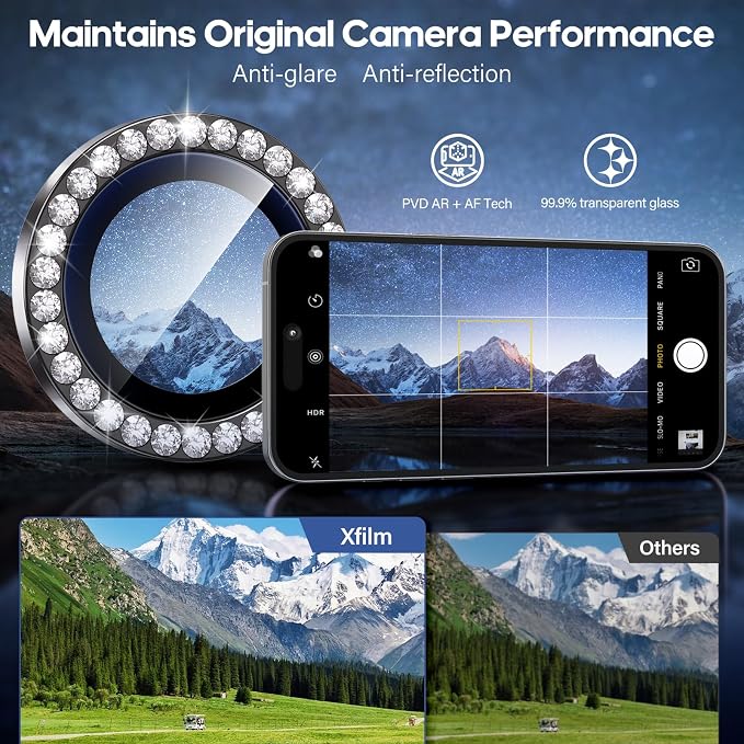 for iPhone 17 Air Camera Lens Protector Cover Bling Diamond, Black | Individual Metal, 9H Hardness, Scratch Resistant, Shockproof, Drop Protection, Case Friendly, Stylish Accessories - Image 4