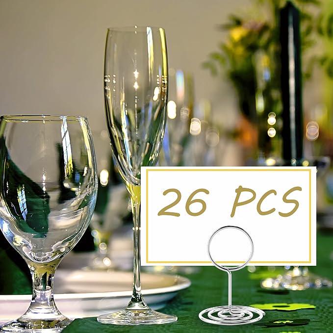 Table Number Holders, 26PCS Place Card Holder, Photo Holder (2" Silver) | Picture Holder, Card Stand Name Menu Clips, Small Size Table Sign Card Holder for Centerpieces Wedding Birthday Party - Image 6