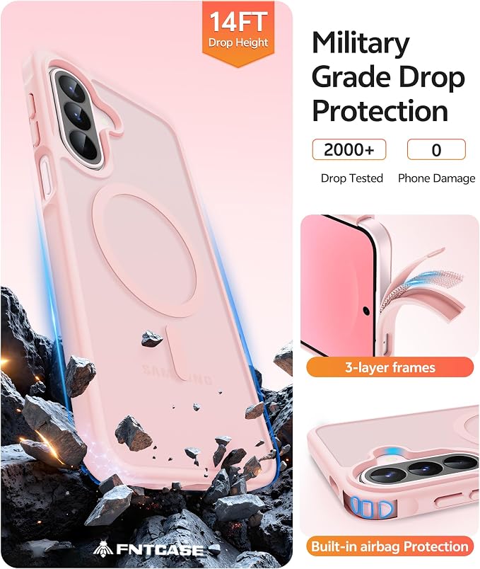 FNTCASE for Galaxy A27 5G Phone Case, Fit for Magsafe, Screen Protector | Translucent Matte, 14FT Military Grade Drop Protection, Slim Shockproof Protective, for Samsung A 27 4G Cover, Light Pink - Image 6