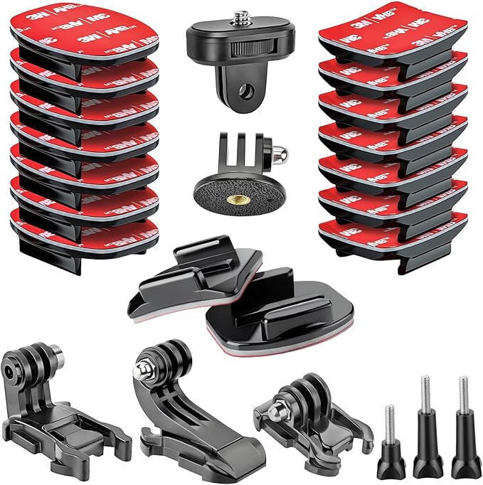 Helmet Mount for GoPro Go Pro, Curved Flat Adhesive Sticky Mounts, Quick Release Buckle, Tripod Adapter, Hero 13 12 11 10 9 8 7 6 5 4 3 2 1 Max Insta 360 DJI Osmo Action Camera Accessories Kit by Wilist