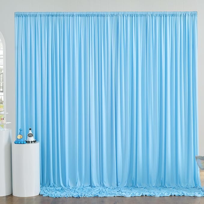 10x8ft Wrinkle Free Baby Blue Backdrop Curtains for Parties, Thick Fabric Backdrop Drapes for Wedding Birthday Photography Baby Shower Party Background - Image 7