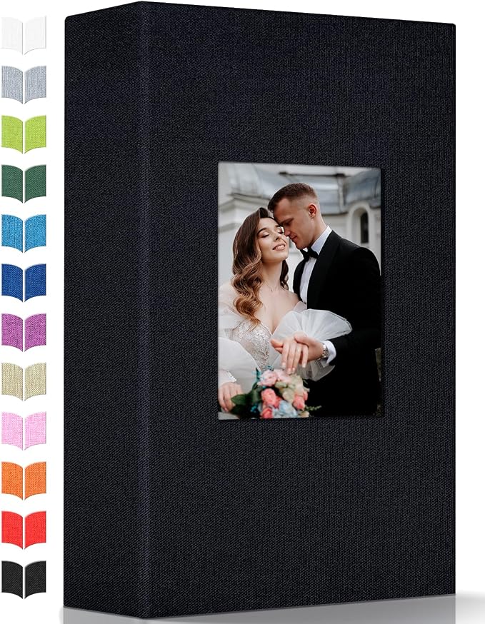 Artfeel Photo Album 4x6 with 300 Pockets,Slip-in Picture Albums,Linen Cover Memory Book with Front Window,White Page Vertical Photo Book for Wedding,Family,Anniversare,Baby,Vacation by Artfeel