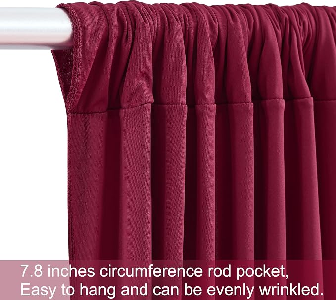 8 Panels Burgundy Backdrop Curtains for Wedding Party Wrinkle Free Backdrops Curtain Drapes Fabric Decorations Maroon Photo Back Drop for Baby Shower Photography Stage Reception 40ft(W) x 12ft(H) - Image 6