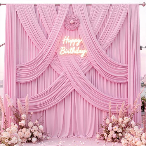 10 ft x 10 ft Pink Backdrop Curtains for Parties, Wrinkle Free Baby Pink Photography Backdrop Drapes for Wedding Grils Birthday Baby Shower Bridal Shower Party - Image 2