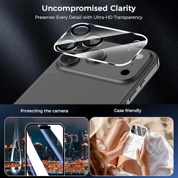 3+3 Pack Glass Screen Protector for iPhone 17, 6.3 inch | Camera Lens Protector, HD Clear Tempered Glass Film, Anti-Scratch, Bubble Free, Case-friendly - Image 6