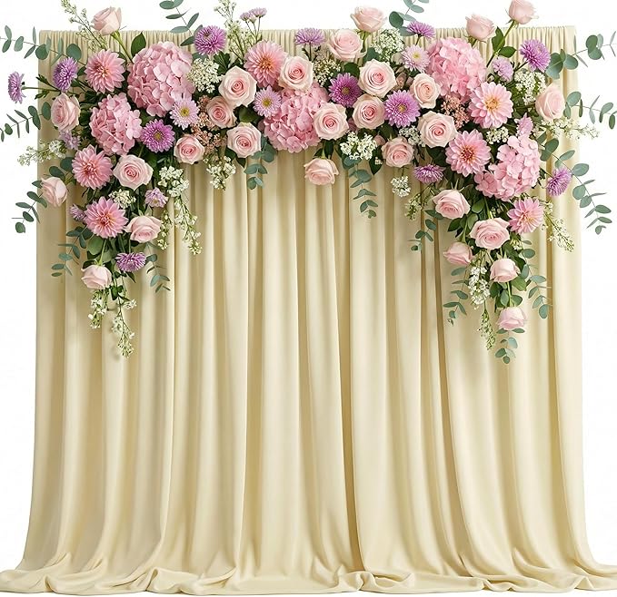 Beige Backdrop Curtain for Wedding Parties Backdrop Drapes 10x10FT | Wrinkle Free Polyester Curtain Backdrop Beige Draping Fabric for Backdrop Photoshoot Birthday Party Background,2 Panel 5x8FT by Wokceer