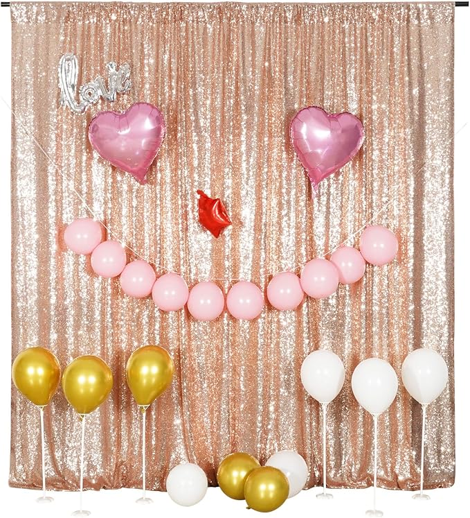 Poise3EHome Sequin Backdrop Curtain, 10Ft x 10Ft Rose Gold Glitter Photography Background Curtains, Sequence Xmas Thanksgiving Backdrop Drapes Decor - Image 7