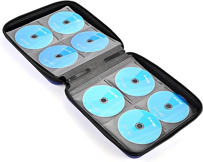 alavisxf xx CD Case, 192 Capacity Protective Zipper Disc Wallet for Car | EVA Shock-resistant, Double Zipper Closure, Portable Handle, DVD Storage Organizer, Anti-Slip Sleeves, for Home Office Travel - Image 5
