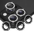 AGVEE 3+3 6 Pack for iPhone 16 Pro & Max Camera Lens Protector Cover | Individual Bling Diamond & Bling Glitter Sparkle Cute Gem Metal Ring, 9H Tempered HD Glass by AGVEE