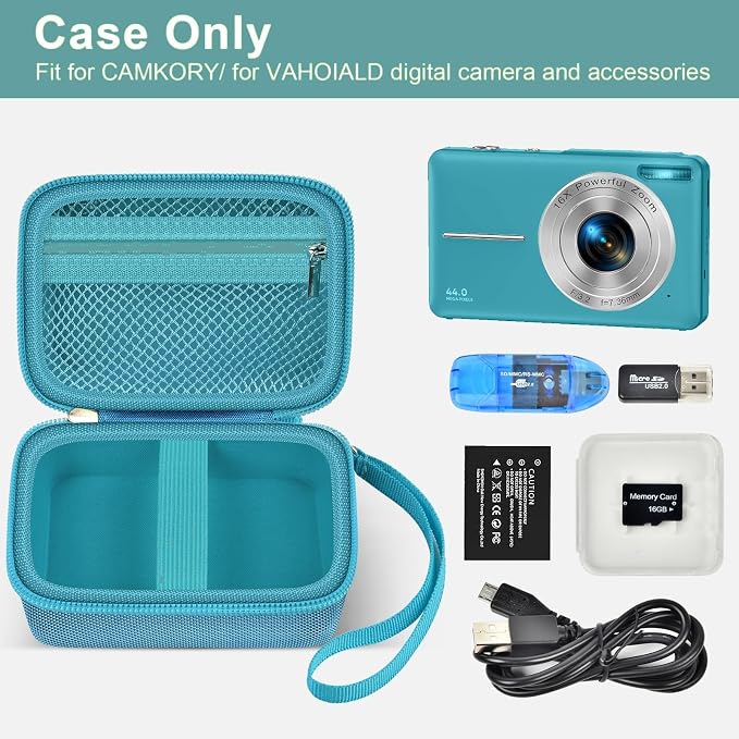ALKOO Digital Camera Case for CAMKORY/Pouch for KODAK PixproDark Green | for Lecran/for VAHOIALD Point and Shoot Camera, Hard Carrying Case with Mesh Pocket, Compact for Vlogging, Travel and Storage - Image 2