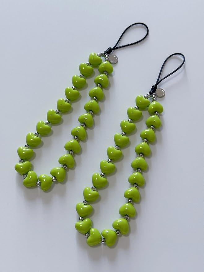 Drawwind Phone Charm Strap Cute Wrist Straps Cell Phone Charm String Y2K Aesthetic Lanyard Wristlet Chain for Case Camera AirPods Bags Keychains (Avocado Hearts) - Image 6