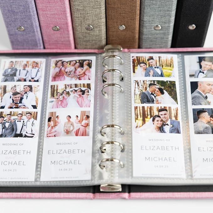 Photo Album For 2X6 Photo Booth Slip In Strips And 4X6 Pictures - 6 Ring Notebook Binder With 20 2 By 6 Sleeves - Fits 80 Photobooth Prints (PURPLE LAVENDER - LINEN HARDCOVER, 2X6) - Image 7