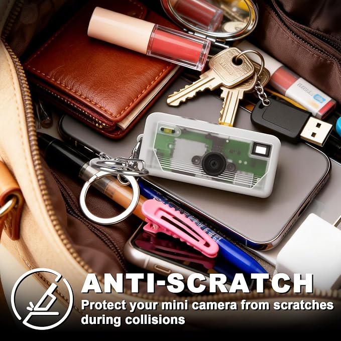 Silicone Case for Kodak CHARMERA Millennium Keychain Mini Digicam Blind Box | Soft Keychain Camera Sleeve, Precise Cutouts, Case-On Charging & SD Card Access, Screen Protector & Wrist Strap- Transparent - Image 7