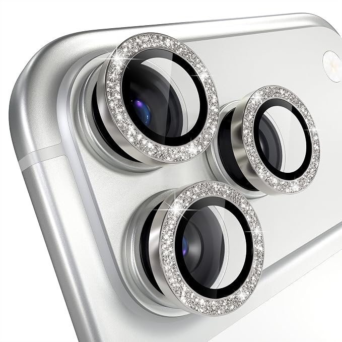 Misea Compatible for iPhone 17 Pro/iPhone 17 Pro Max Camera Lens Protector | 9H Tempered Glass Ultra HD Bling Camera Screen Protector Cover Metal Individual Ring Accessories, Natural Titanium Glitter - Image 8