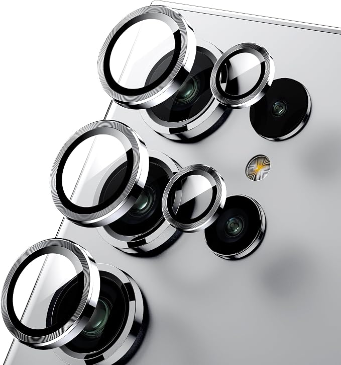 WSKEN for Samsung Galaxy S24 Ultra Camera Lens Protector - Ultra Thin | Case Friendly, 9H Shatterproof Tempered Glass, Anti Scratch Metal Circle, Camera Screen Protector Cover Accessories, Silver by SmartProtectionGreenerFuture