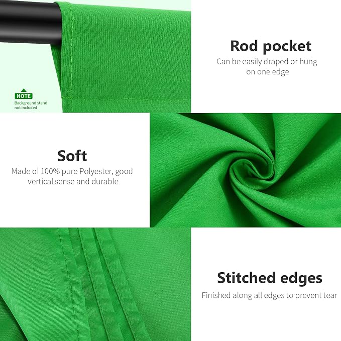 NEEWER 10 x 12FT / 3 x 3.6M PRO Photo Studio Premium Polyester Collapsible Backdrop Background for Photography, Video and Television (Backdrop ONLY) - Green - Image 6