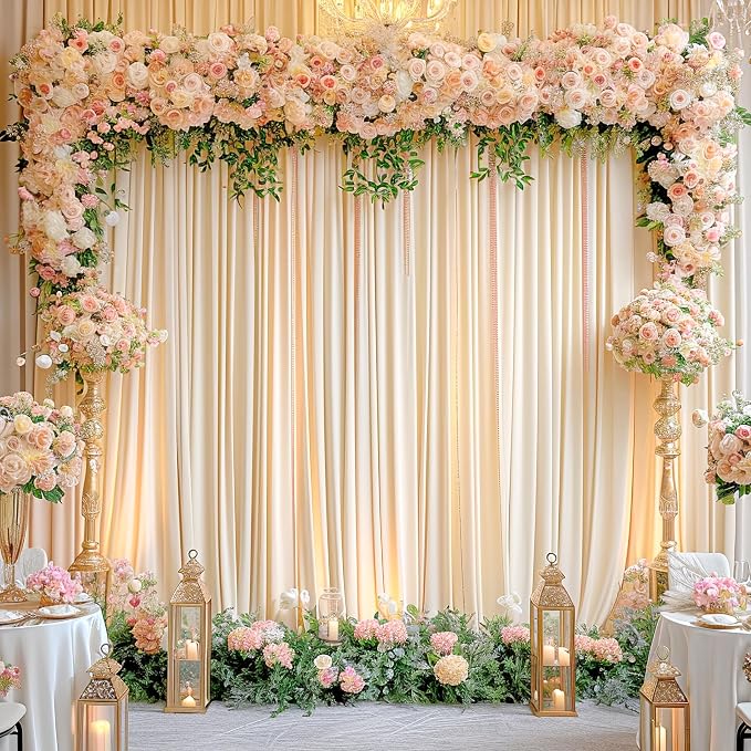 10x12 Champagne Backdrop Curtains for Wedding Party Wrinkle Free Backdrops Curtain Drapes Fabric Decorations Photo Back Drop Cloth for Baby Shower Photography Stage Reception 5ft x 12ft,2 Panels - Image 2