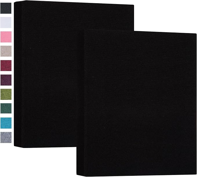 Mublalbum 2 Pack Small 5x7 Photo Album, 52 Pockets, Linen Cover,Black | Linen Cover, Portable Mini Picture Book, Holds 52 Vertical Pockets for Artwork Postcards, Picture Storage by Mublalbum